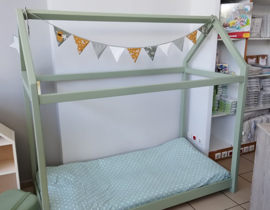 Κρεβάτι montessori green house για στρώμα 80x170cm
