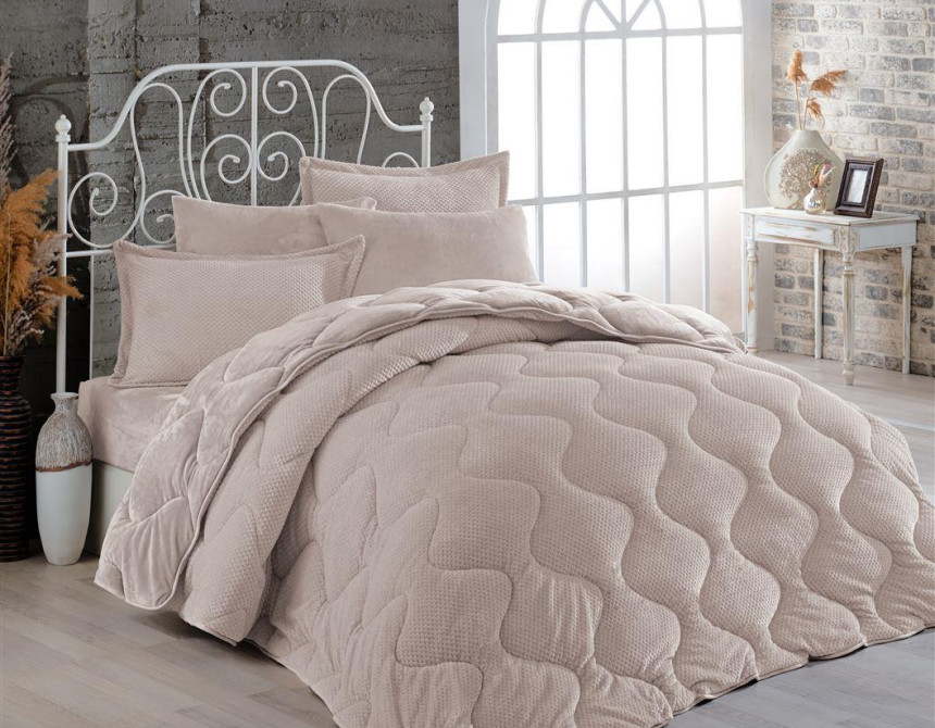 Κουβερτοπάπλωμα γούνα-fleece 680 gsm 1920 beige C01 160X220 polyester