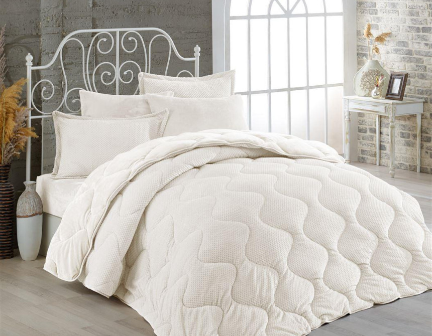 Κουβερτοπάπλωμα γούνα-fleece 680 gsm 1920 ecru C03 160X220 polyester
