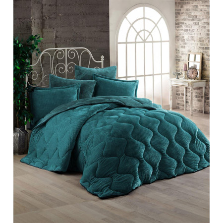 Κουβερτοπάπλωμα γούνα-fleece 680 gsm 1920 petrol C13 160X220 polyester
