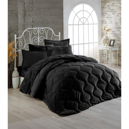 Κουβερτοπάπλωμα γούνα-fleece 680 gsm 1920 black C16 160X220 polyester