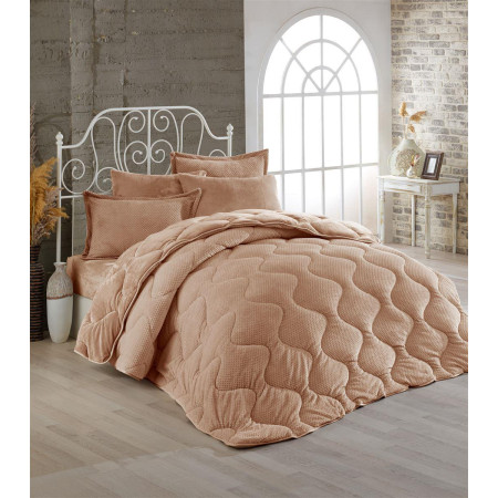 Κουβερτοπάπλωμα γούνα-fleece 680 gsm 1920 caramel C17 160X220 polyester