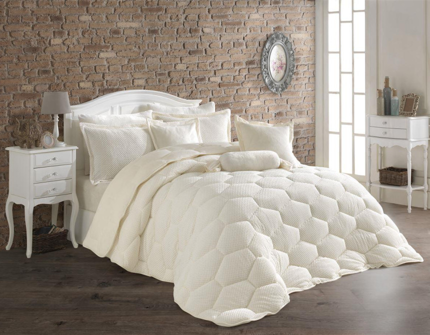Κουβερτοπάπλωμα γούνα-fleece 680 gsm 1910 ecru H03 160X220 polyester