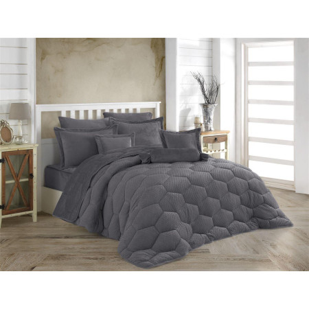 Κουβερτοπάπλωμα γούνα-fleece 680 gsm 1910 grey H04 160X220 polyester