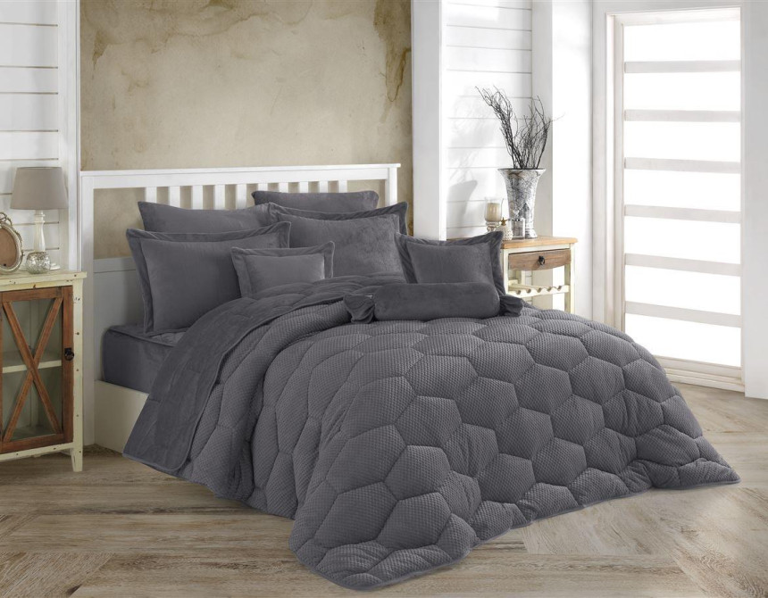 Κουβερτοπάπλωμα γούνα-fleece 680 gsm 1910 grey H04 160X220 polyester