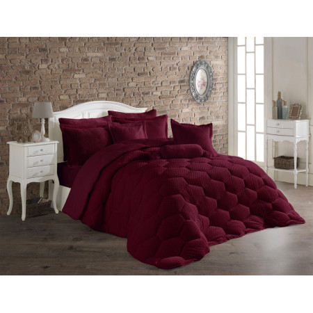 Κουβερτοπάπλωμα γούνα-fleece 680 gsm 1910 bordeaux H08 160X220 polyester