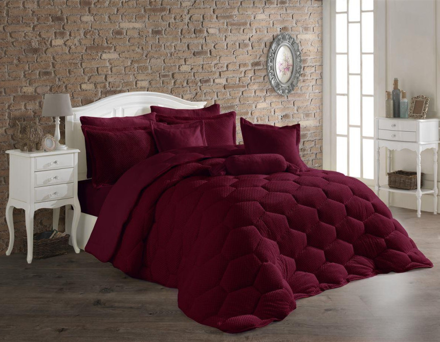 Κουβερτοπάπλωμα γούνα-fleece 680 gsm 1910 bordeaux H08 160X220 polyester