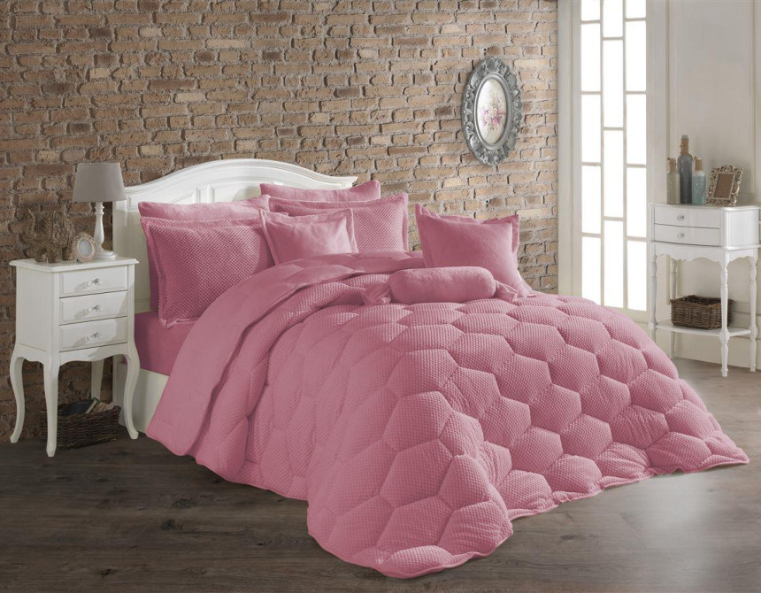 Κουβερτοπάπλωμα γούνα-fleece 680 gsm 1910 pink H12 160X220 polyester