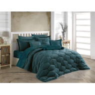 Κουβερτοπάπλωμα γούνα-fleece 680 gsm 1910 petrol H13 160X220 polyester