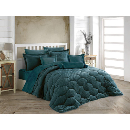 Κουβερτοπάπλωμα γούνα-fleece 680 gsm 1910 petrol H13 160X220 polyester