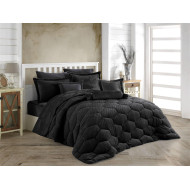 Κουβερτοπάπλωμα γούνα-fleece 680 gsm 1910 black H16 160X220 polyester
