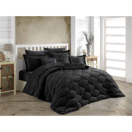Κουβερτοπάπλωμα γούνα-fleece 680 gsm 1910 black H16 160X220 polyester