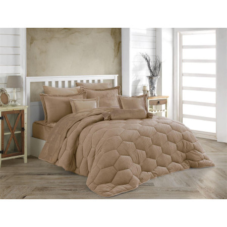 Κουβερτοπάπλωμα γούνα-fleece 680 gsm 1910 caramel H17 160X220 polyester
