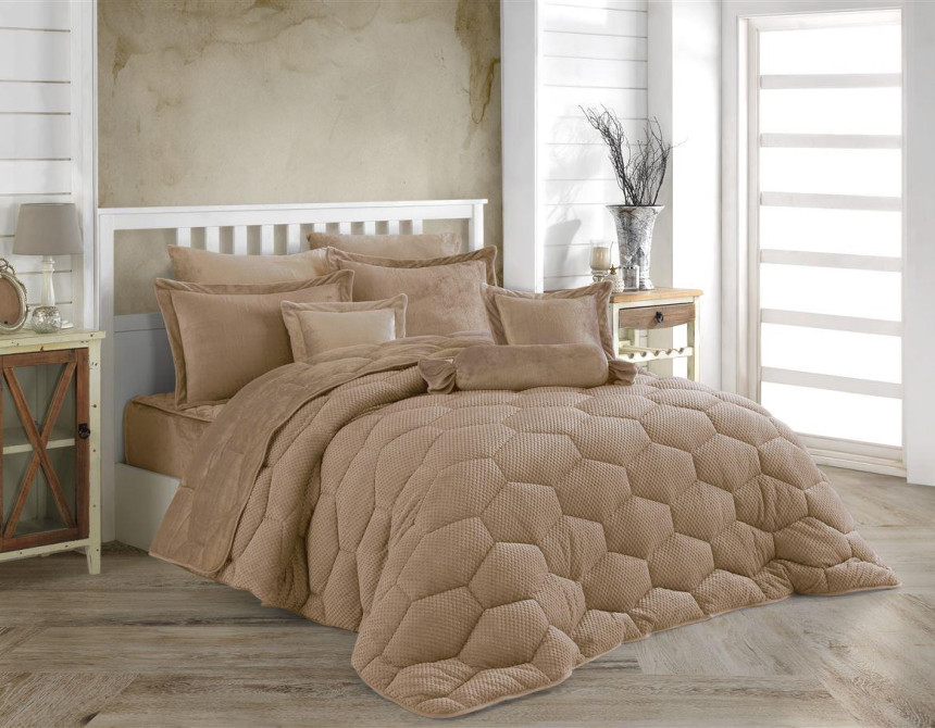 Κουβερτοπάπλωμα γούνα-fleece 680 gsm 1910 caramel H17 160X220 polyester