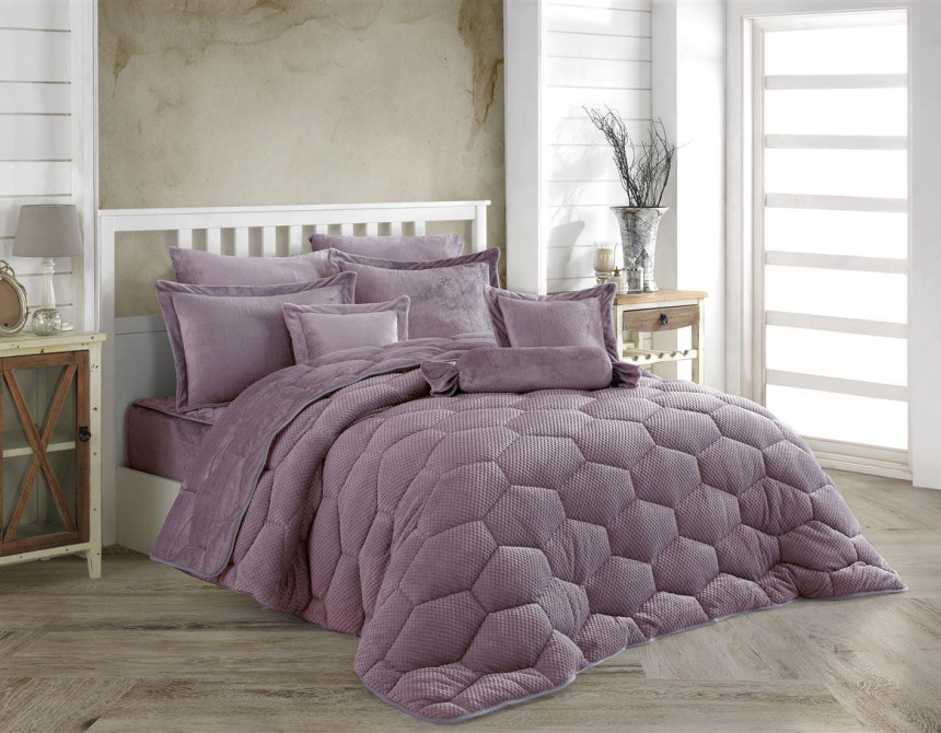 Κουβερτοπάπλωμα γούνα-fleece 680 gsm 1910 lila H19 160X220 polyester