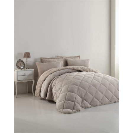 Κουβερτοπάπλωμα γούνα-sherpa 750 gsm 1860 beige B01 160X220 polyester