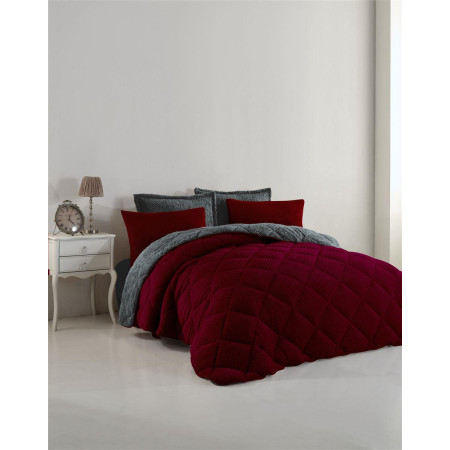 Κουβερτοπάπλωμα γούνα-sherpa 750 gsm 1860 bordeux B08 160X220 polyester
