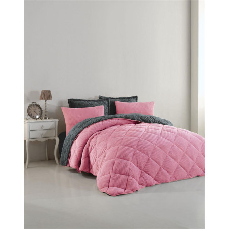 Κουβερτοπάπλωμα γούνα-sherpa 750 gsm 1860 pink B12 160X220 polyester