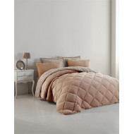 Κουβερτοπάπλωμα γούνα-sherpa 750 gsm 1860 caramel B17 160X220 polyester
