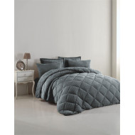 Κουβερτοπάπλωμα γούνα-sherpa 750 gsm 1860 grey B04 160X220 polyester