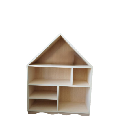 Βιβλιοθήκη montessori σπιτάκι σε δρυς χρώμα