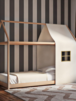 Παιδικό κρεβάτι μοντεσσόρι House Frame 380600 φυσικό οξιά για στρώμα 90x190