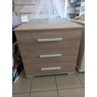 Συρταριέρα μελαμίνης 85x50x89Y cm με 3 συρτάρια και μακρόστενα ξύλινα πόμολα