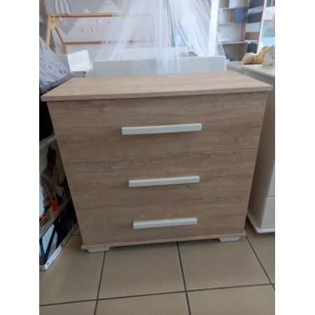 Συρταριέρα μελαμίνης 85x50x89Y cm με 3 συρτάρια και μακρόστενα ξύλινα πόμολα