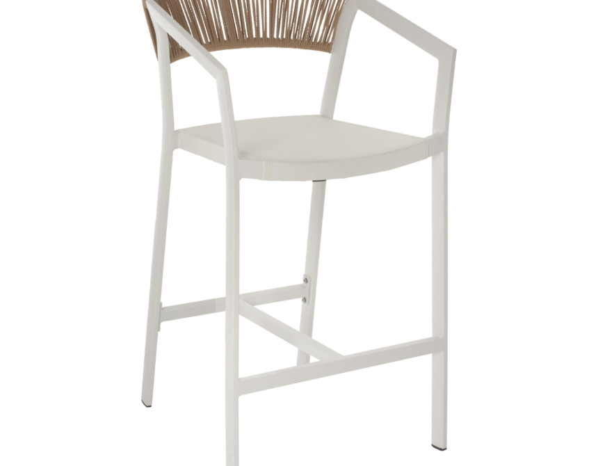 ΣΚΑΜΠΟ ΑΛΟΥΜΙΝΙΟΥ ΛΕΥΚΟ ΜΕ ΜΠΡΑΤΣΑ RATTAN & TEXTLINE 56x58x105Yεκ. HM5892.22