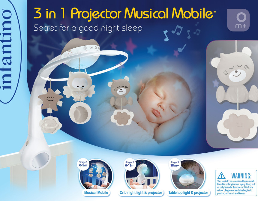 3 IN 1 PROJECTOR MUSICAL MOBILE (ECRU)