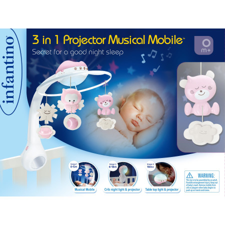 3 IN 1 PROJECTOR MUSICAL MOBILE (PINK)