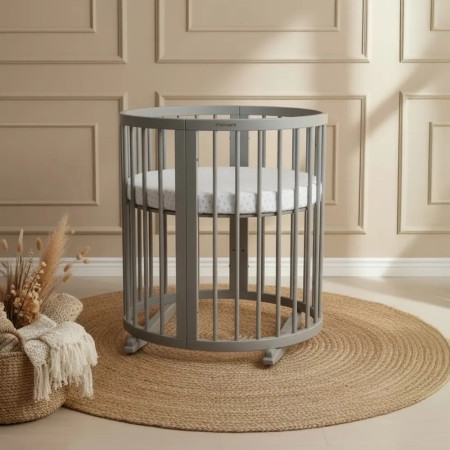 Βρεφικό λίκνο smart bed μετατρεπόμενο σε κούνια 9in1 ( Oval )grey 