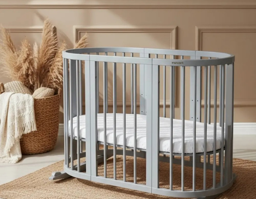 Κούνια μωρού SMART BED 9 in 1 Γκρι (Round)