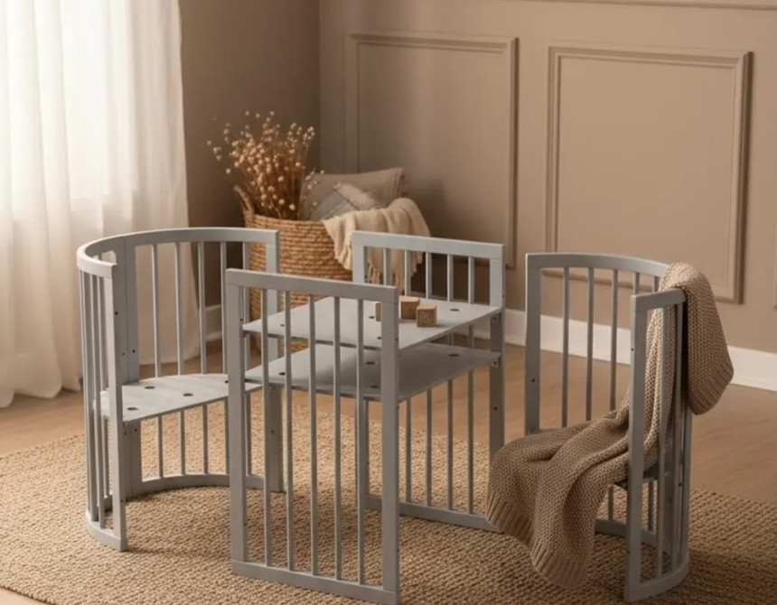 Κούνια μωρού SMART BED 9 in 1 Γκρι (Round)