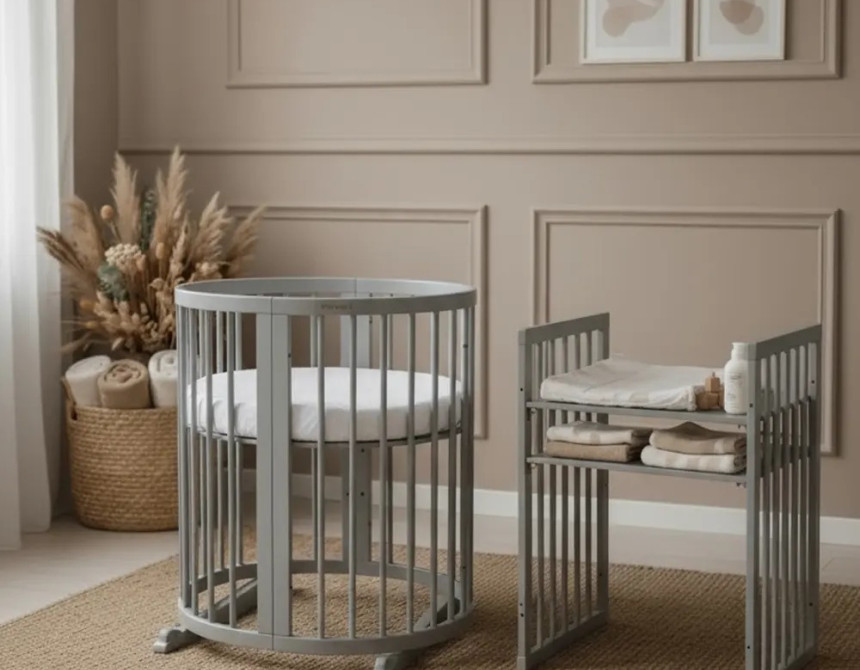 Κούνια μωρού SMART BED 9 in 1 Γκρι (Round)