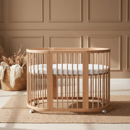Κούνια μωρού SMART BED 9 in 1 Φυσικο ξυλο (Oval)