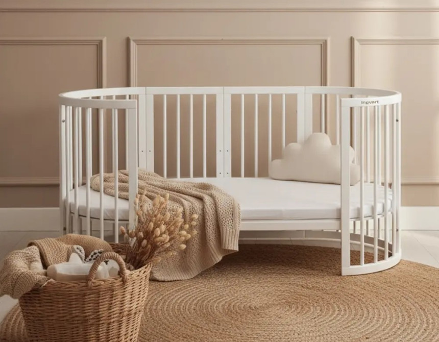 Κούνια μωρού SMART BED 9 in 1 Λευκο (Round)