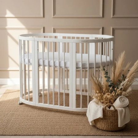Κούνια μωρού SMART BED 9 in 1 Λευκο (Oval)