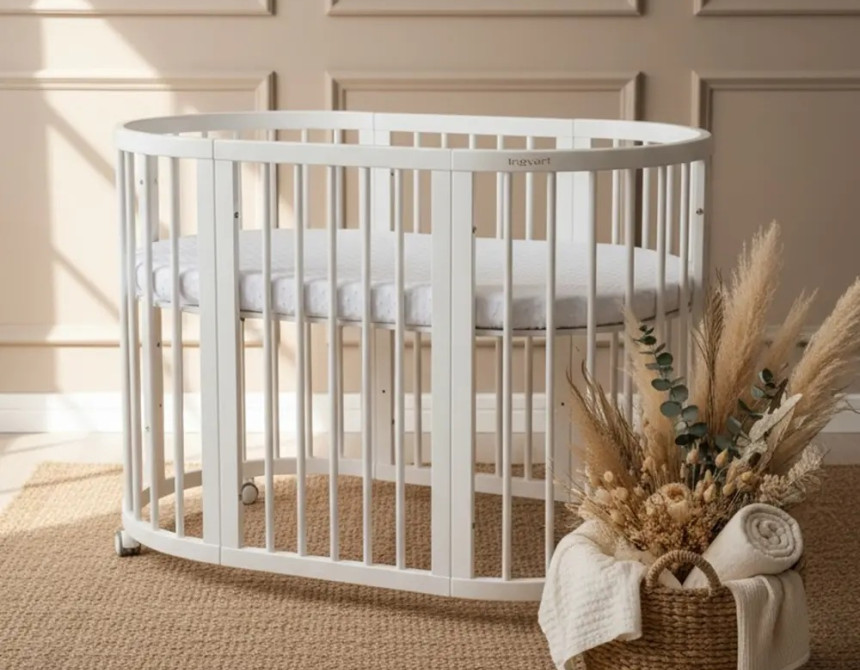 Κούνια μωρού SMART BED 9 in 1 Λευκο (Round)