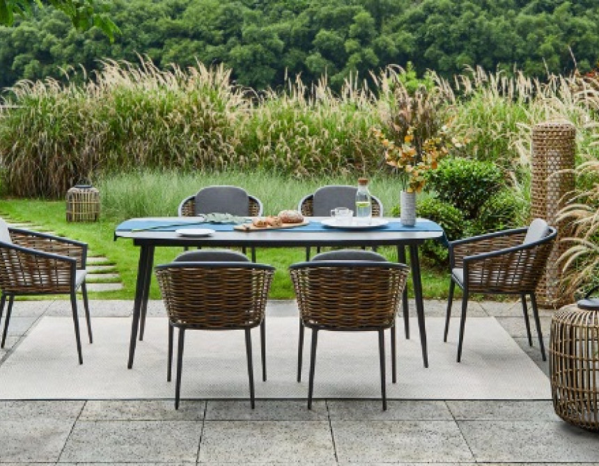 Musses Rattan/D7 Dining Set Anthracite