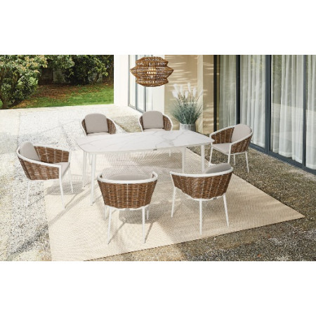 Musses Rattan/D7 Dining Set White