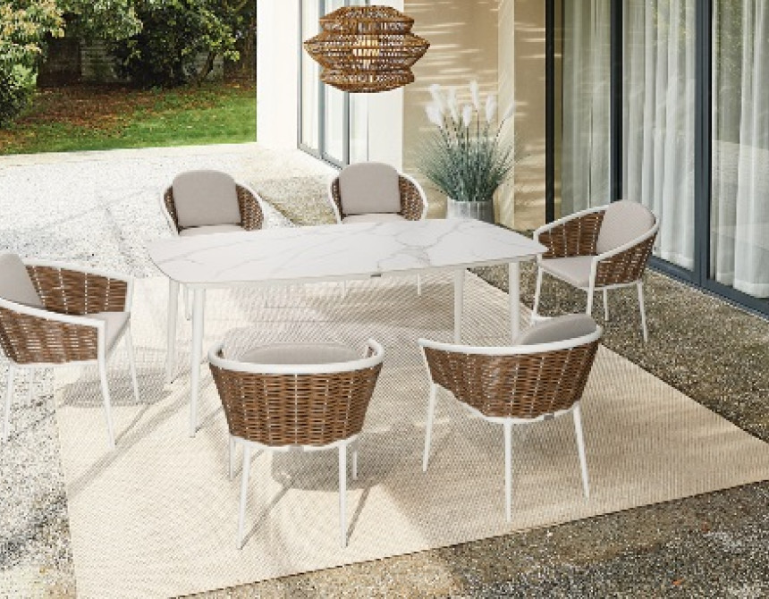 Musses Rattan/D7 Dining Set White