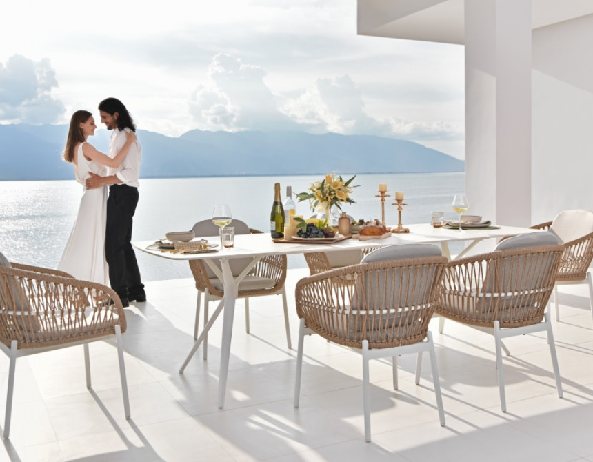 Bari/D7-White Dining Set