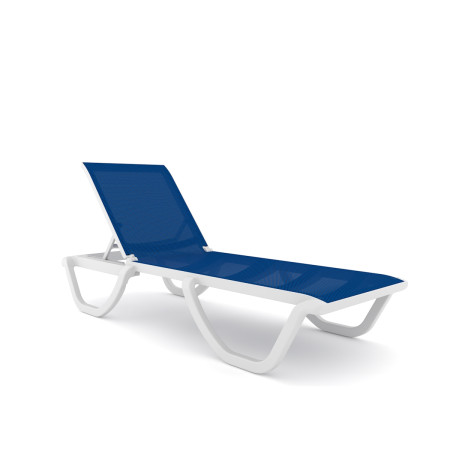 Florence/SL* Resin Sun Lounger White Textilene Blue