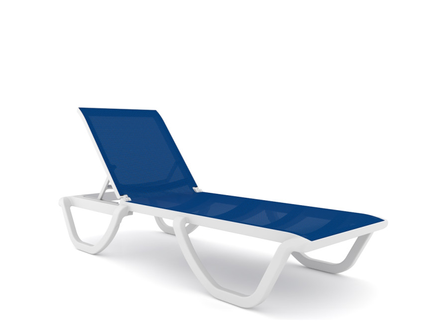 Florence/SL* Resin Sun Lounger White Textilene Blue