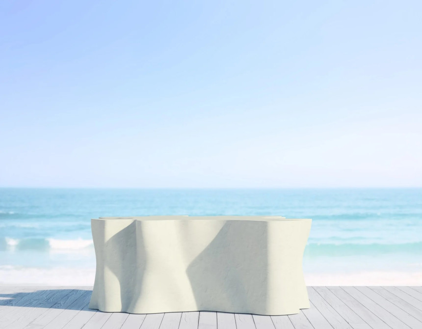 Daintree/T-122x122xh.45cm Table Bone Concrete