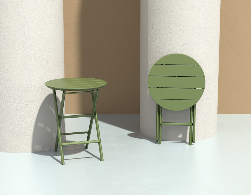 Helen/T-Φ60xh.74cm* Folding Table Olive Green