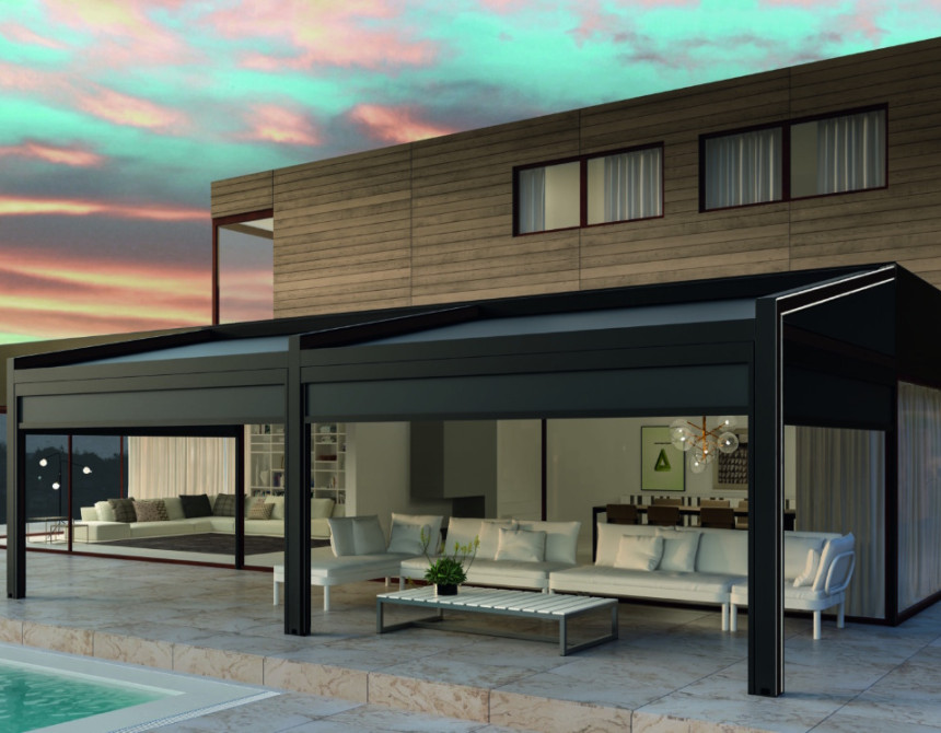 Pergola Vega-6x4m* Alu. with Motor   LED Lights