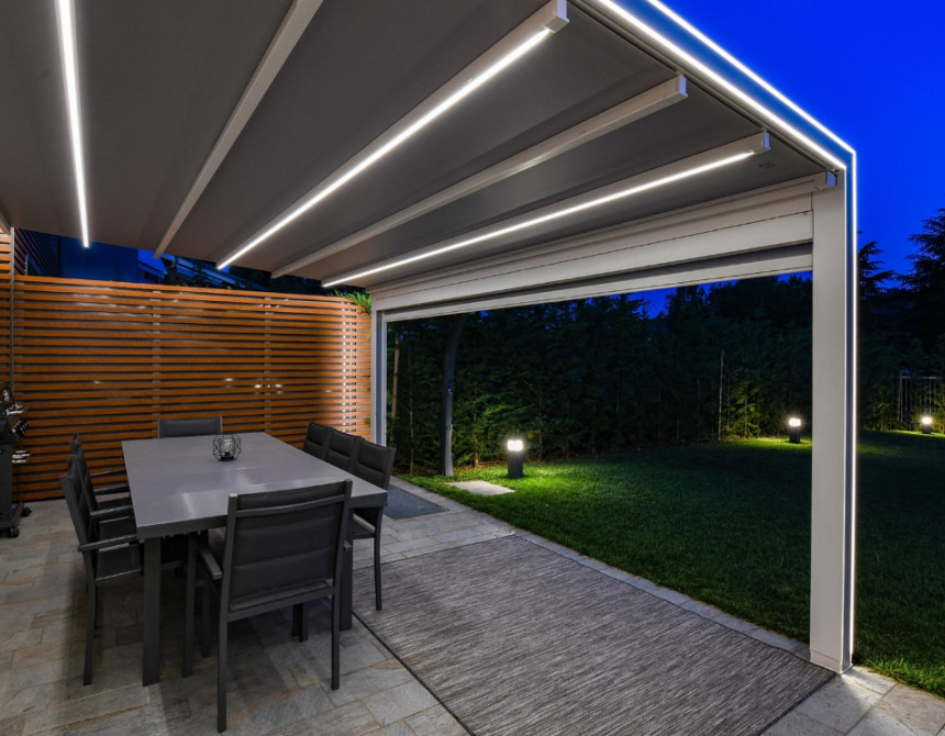 Pergola Vega-6x4m* Alu. with Motor   LED Lights
