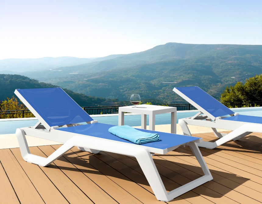 Rio/ST* Sun-Lounger White-Blue